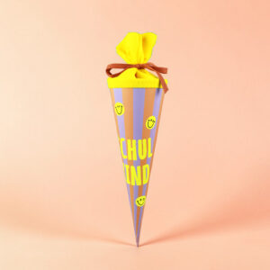 Schultüte mit Streifen lachs/ fieder/ neongelb 35 cm Ava & Yves