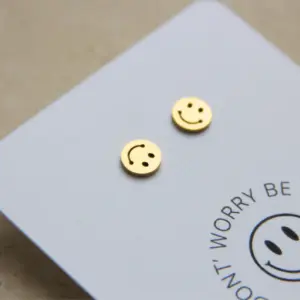 Ohrstecker Smiley Edelstahl vergoldet HelloBabyAtelier