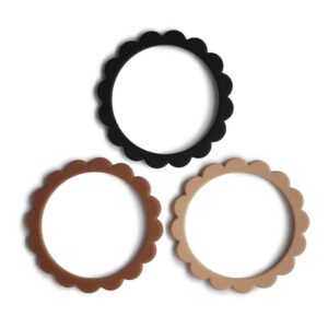Mushie Flower Bracelet 3 pack braun/ schwarz