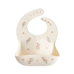 Mushie Silicone Bib Pink Flowers