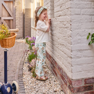 Leggings flared light aqua Blumen mit Haarband Dirkje