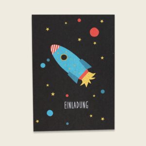 Einladungskarte Rakete Ava & Yves