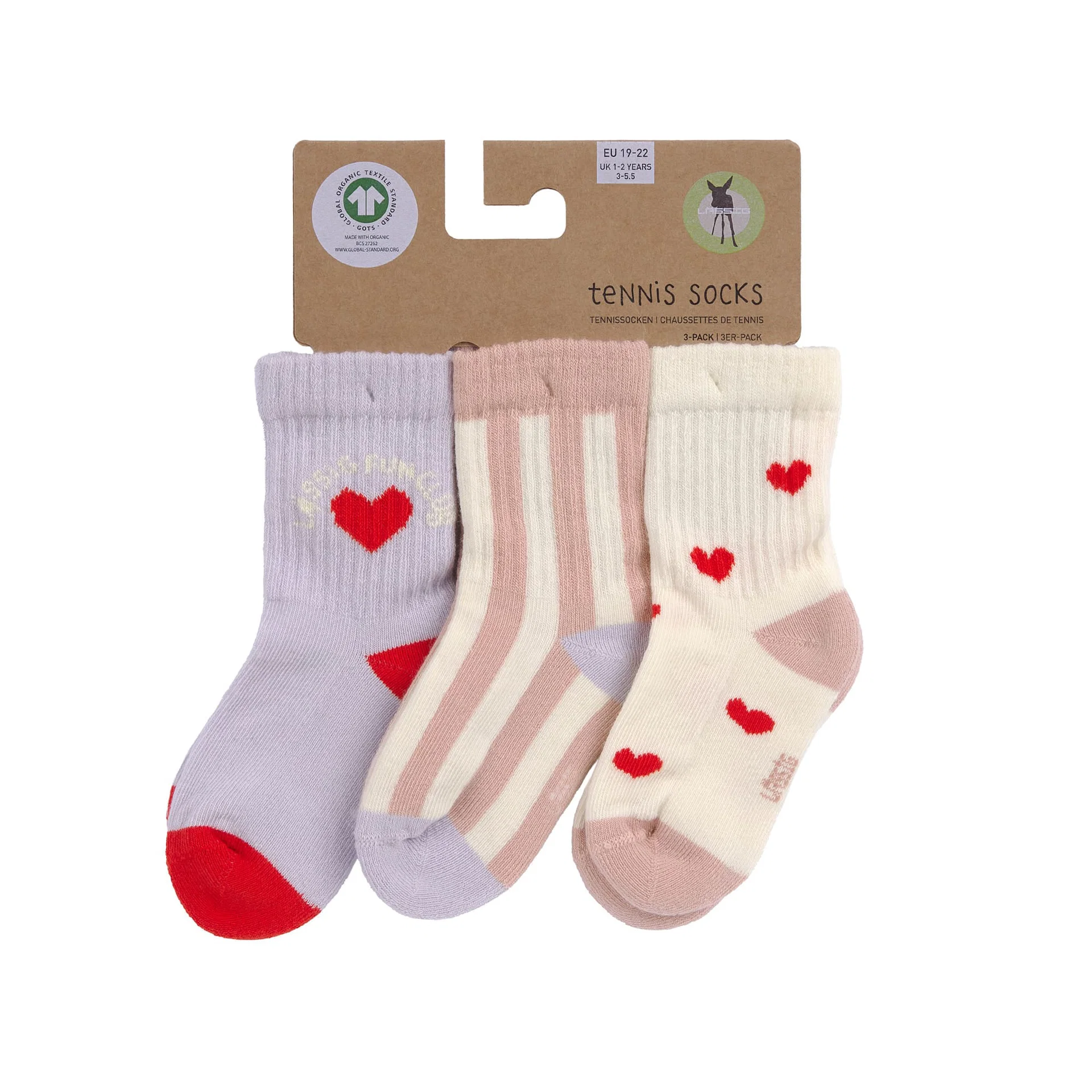 Terry Tennis Socks 3 pcs GOTS Heart Lässig – Bild 4