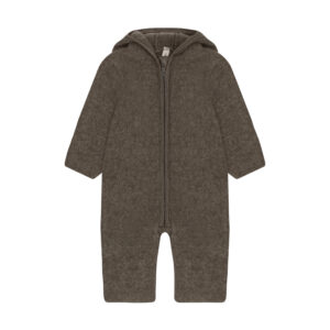 HUTTEliHUT - Pram Suit Ears Wool Fleece Brown Melange