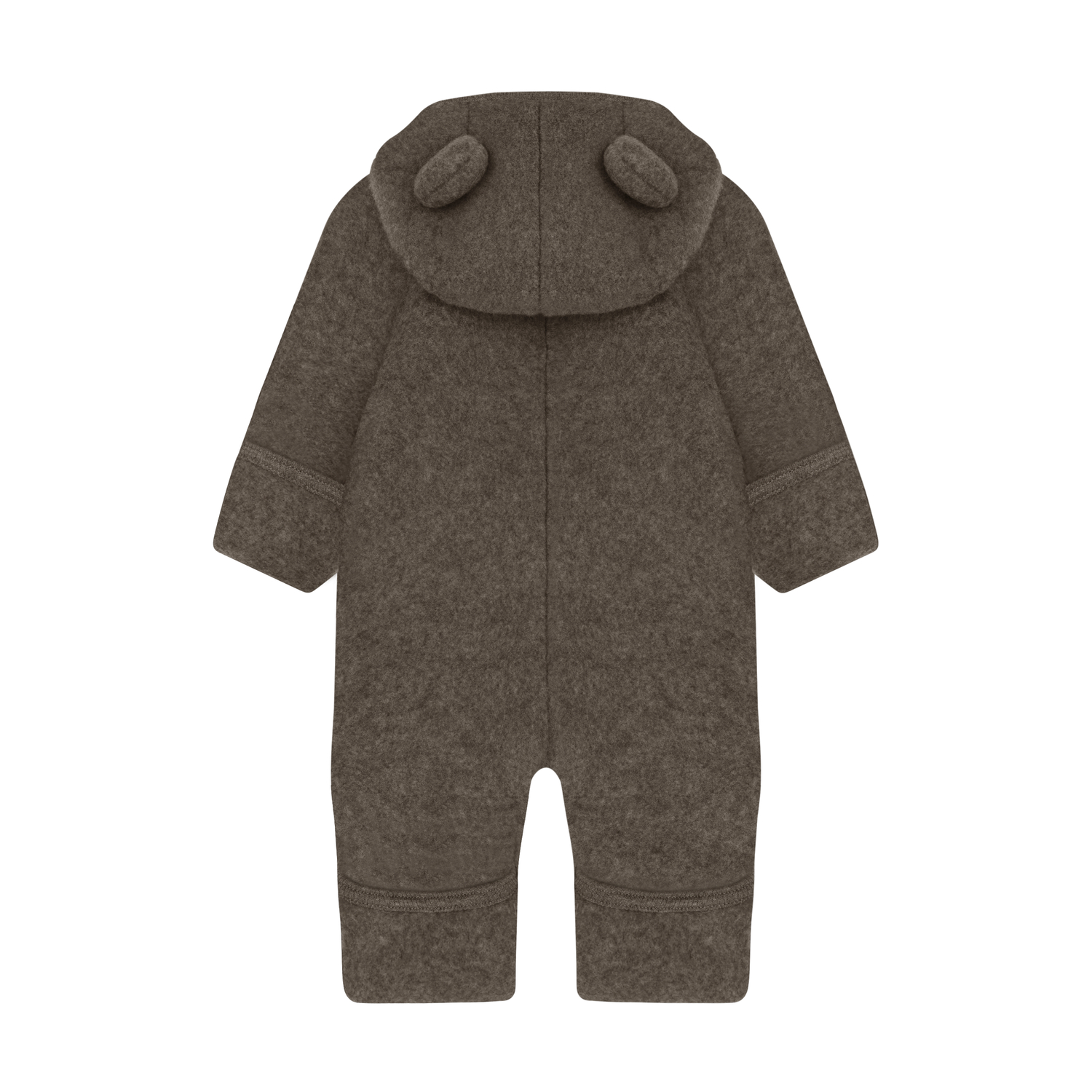 HUTTEliHUT - Pram Suit Ears Wool Fleece Brown Melange – Bild 2
