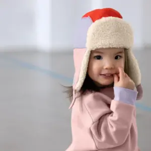 Kinder Wintermütze Teddy - Herz, Rosa Lässig