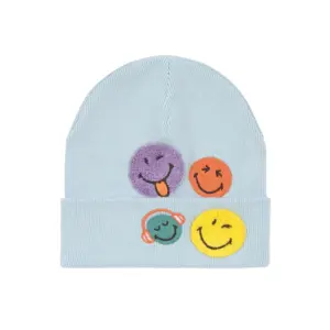 Beanie Mütze Kinder - Bio-Baumwolle SmileyWorld®, Blau Lässig