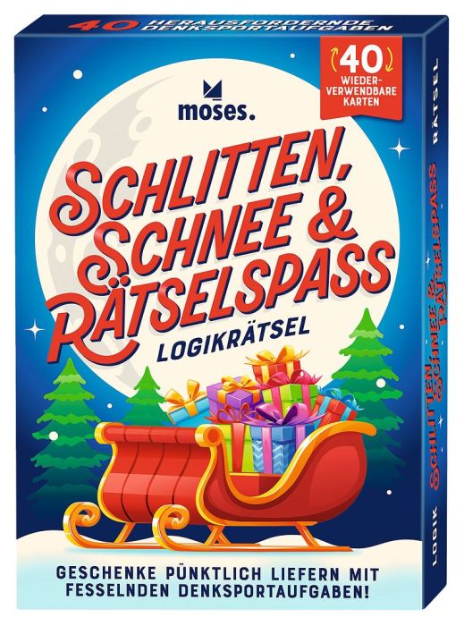 Schlitten, Schnee & Rätselspaß - Logikrätsel mit abwischbarem Stift Moses Verlag